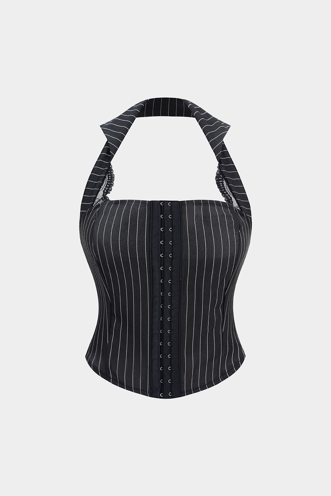 Stripes Print Halter Neck Backless Cami Top