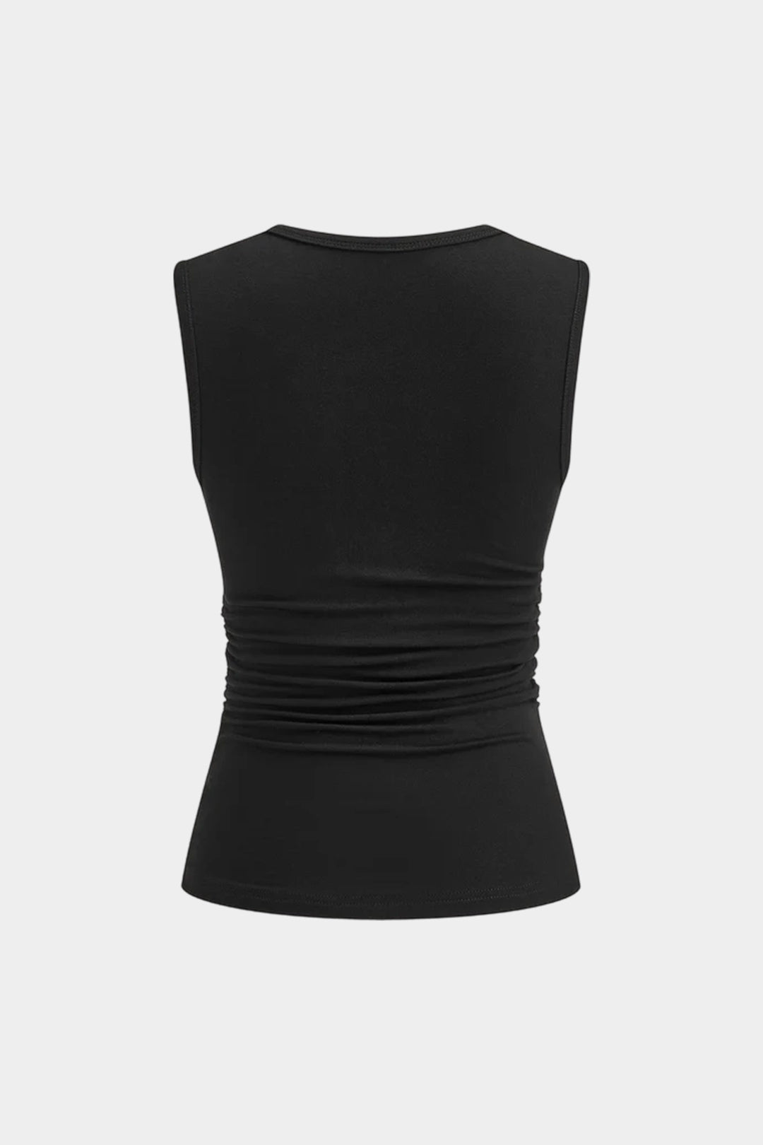 Solid Ruched Asymmetrical Buckle Detail Tank Top