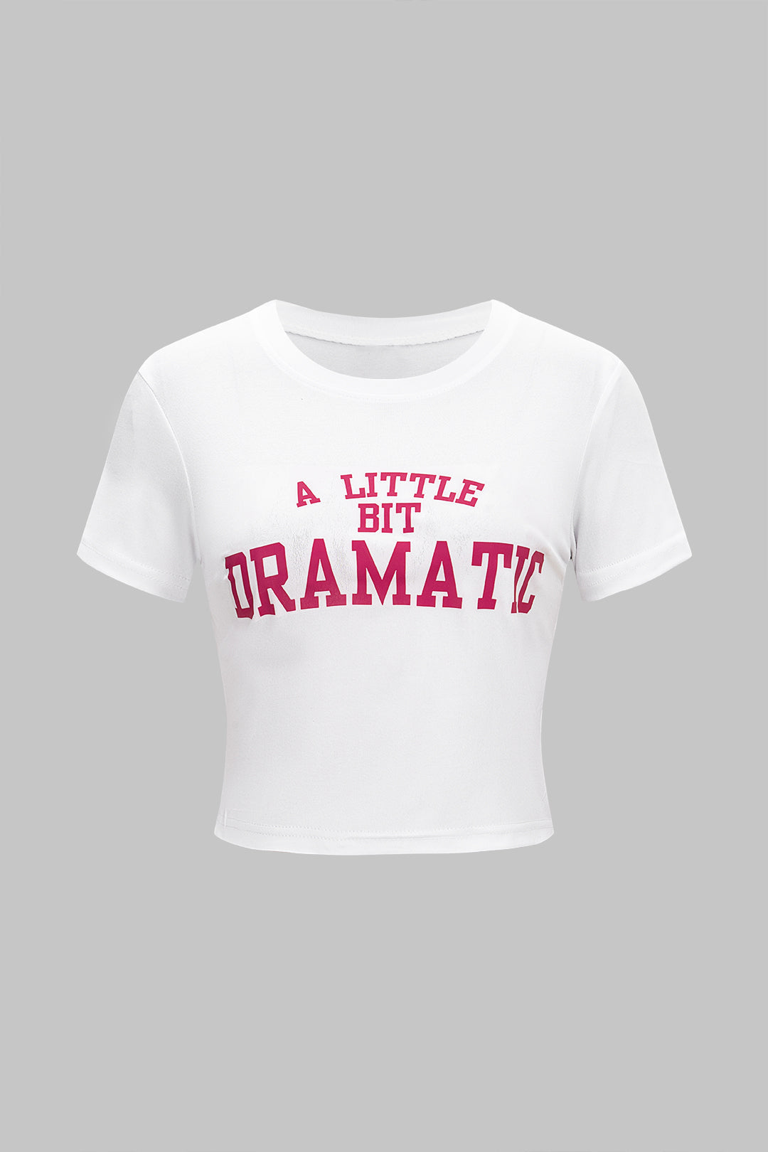 Letter Print Round Neck Short Sleeve T-Shirt