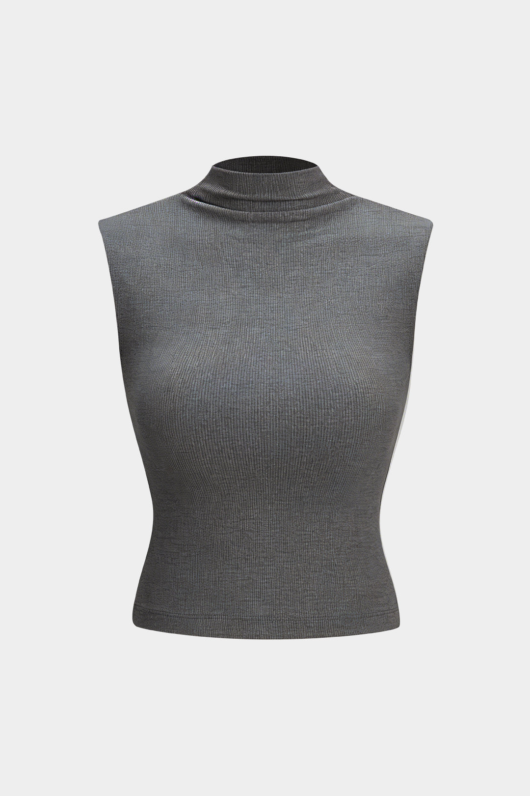 Mock Neck Ribbed Crop Tank Top