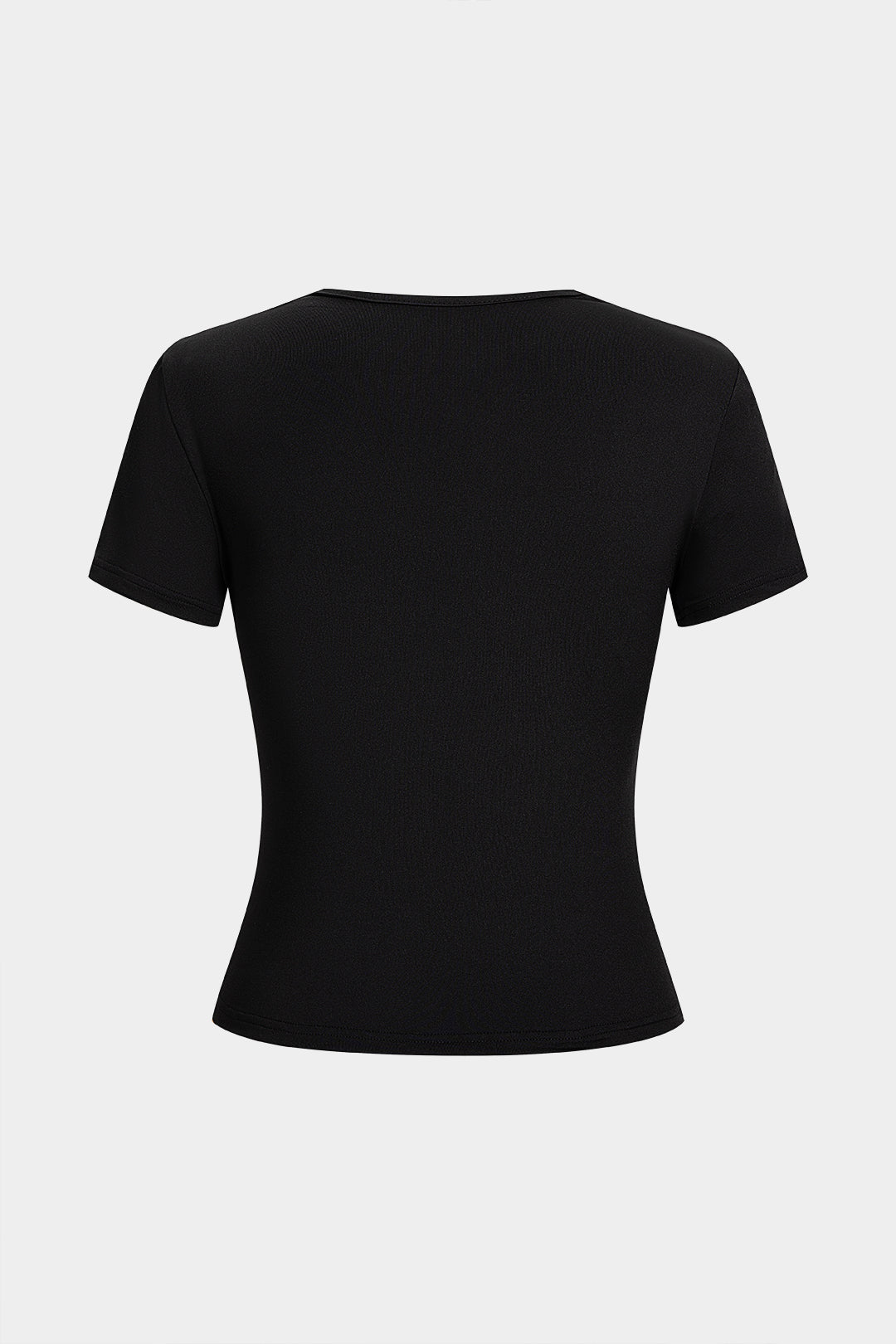 Metallic Round Neck Cut Out Short Sleeve T-Shirt