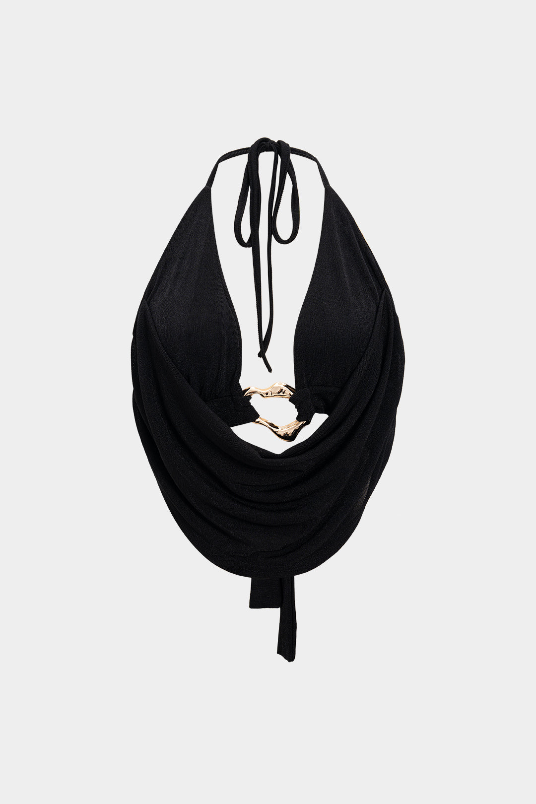 Metallic Decor Cowl Neck Halter Tie-Up Cami Top