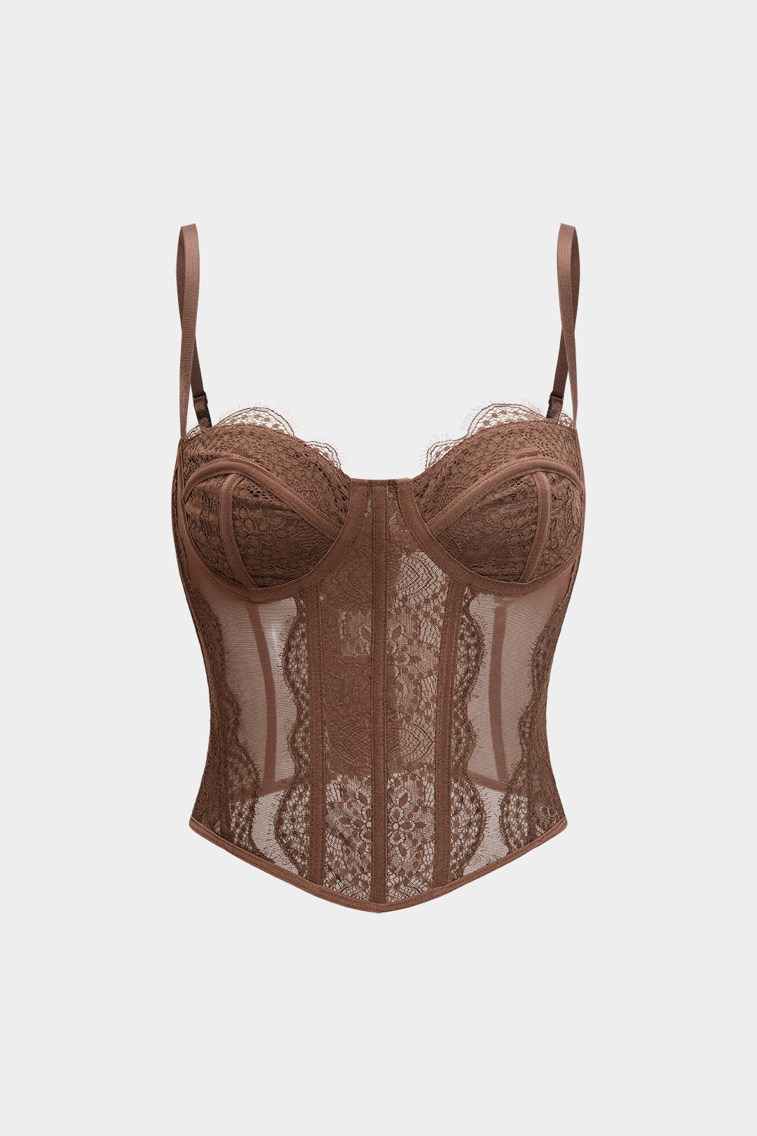 Mesh Patchwork Bustier Corset Cami Top