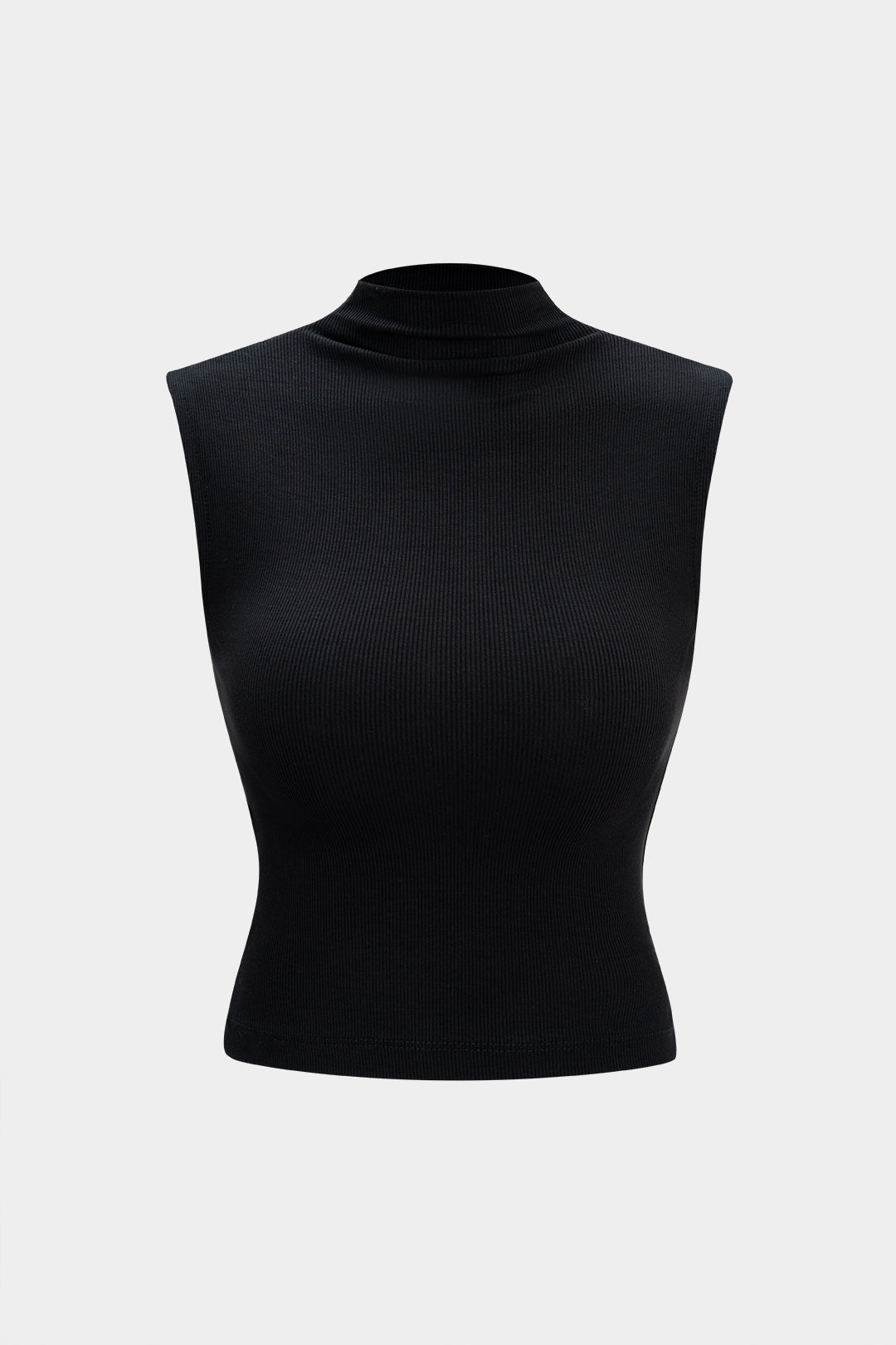 Mock Neck Ribbed Crop Tank Top
