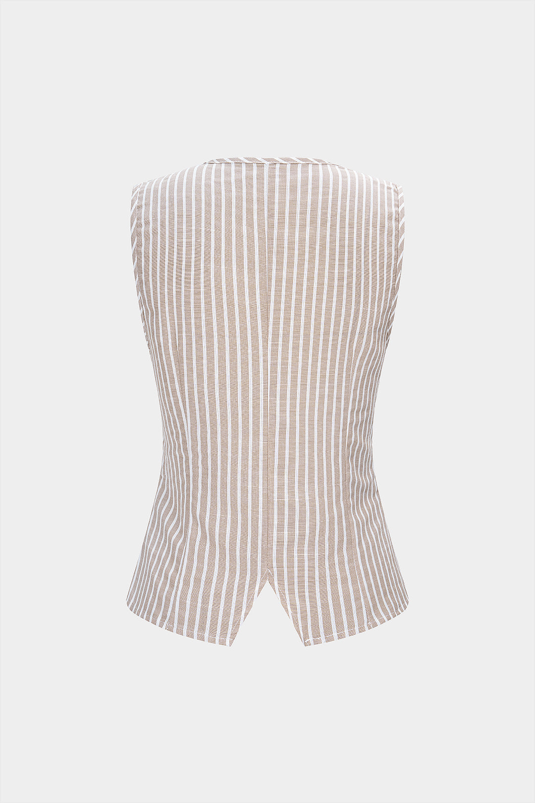 Striped Round Neck Metallic Button Tank Top