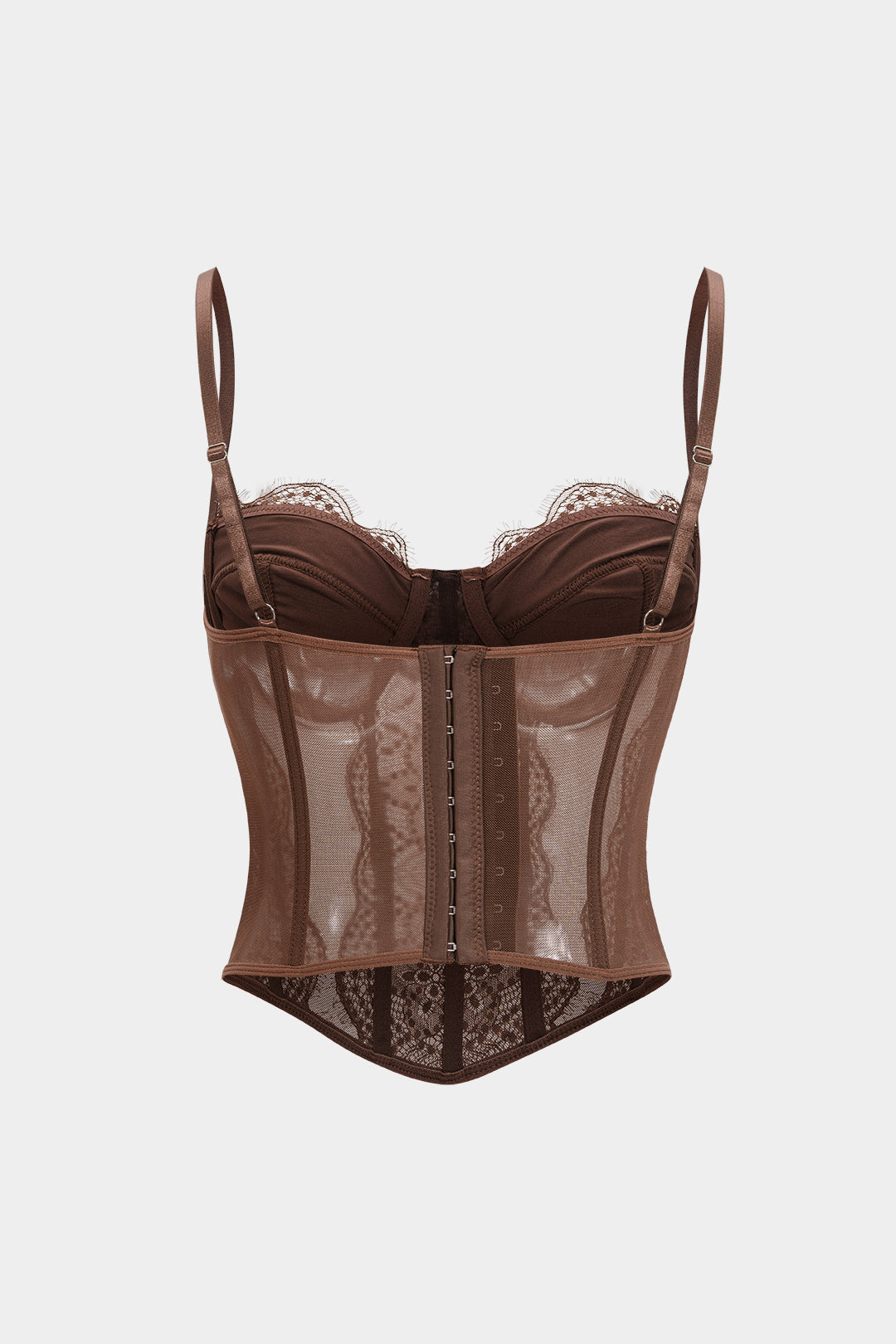 Mesh Patchwork Bustier Corset Cami Top