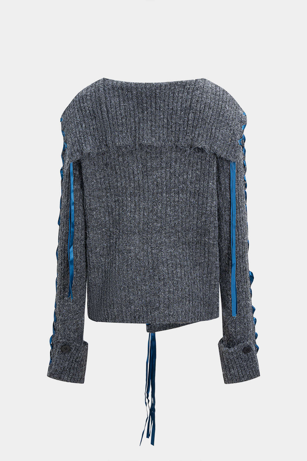 Knit Drawstring Ribbed Cardigan