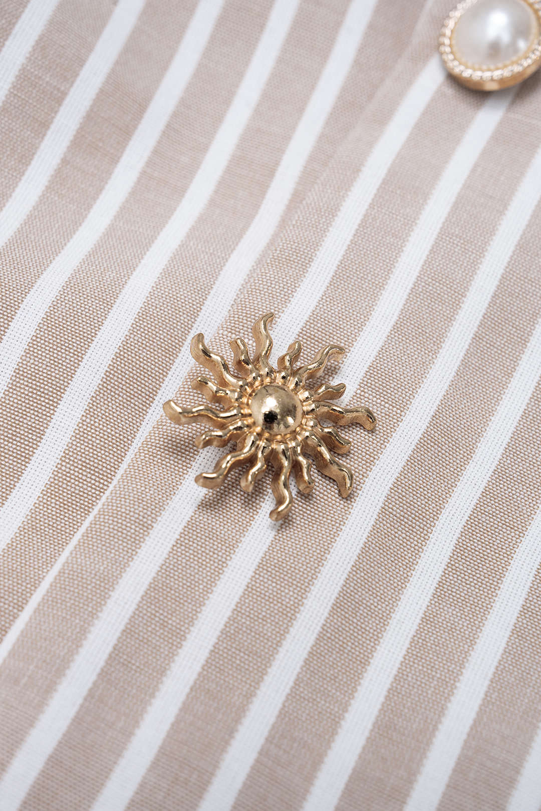 Striped Round Neck Metallic Button Tank Top