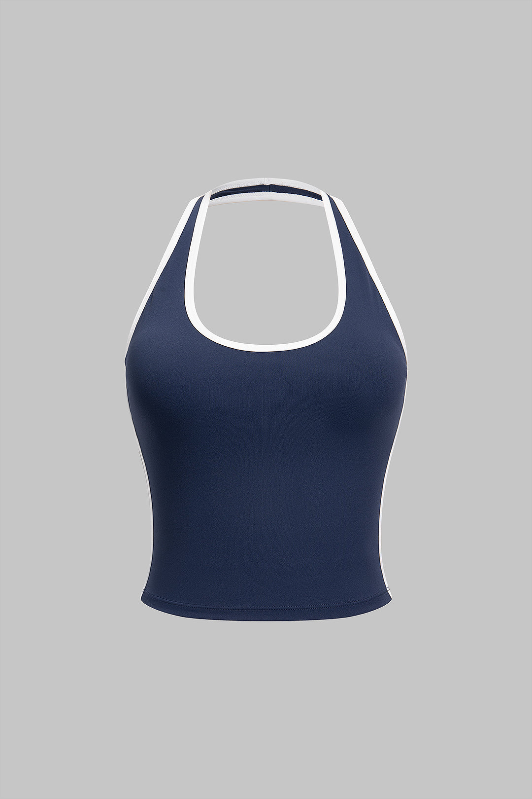 Contrast Binding Halter Neck Tank Top