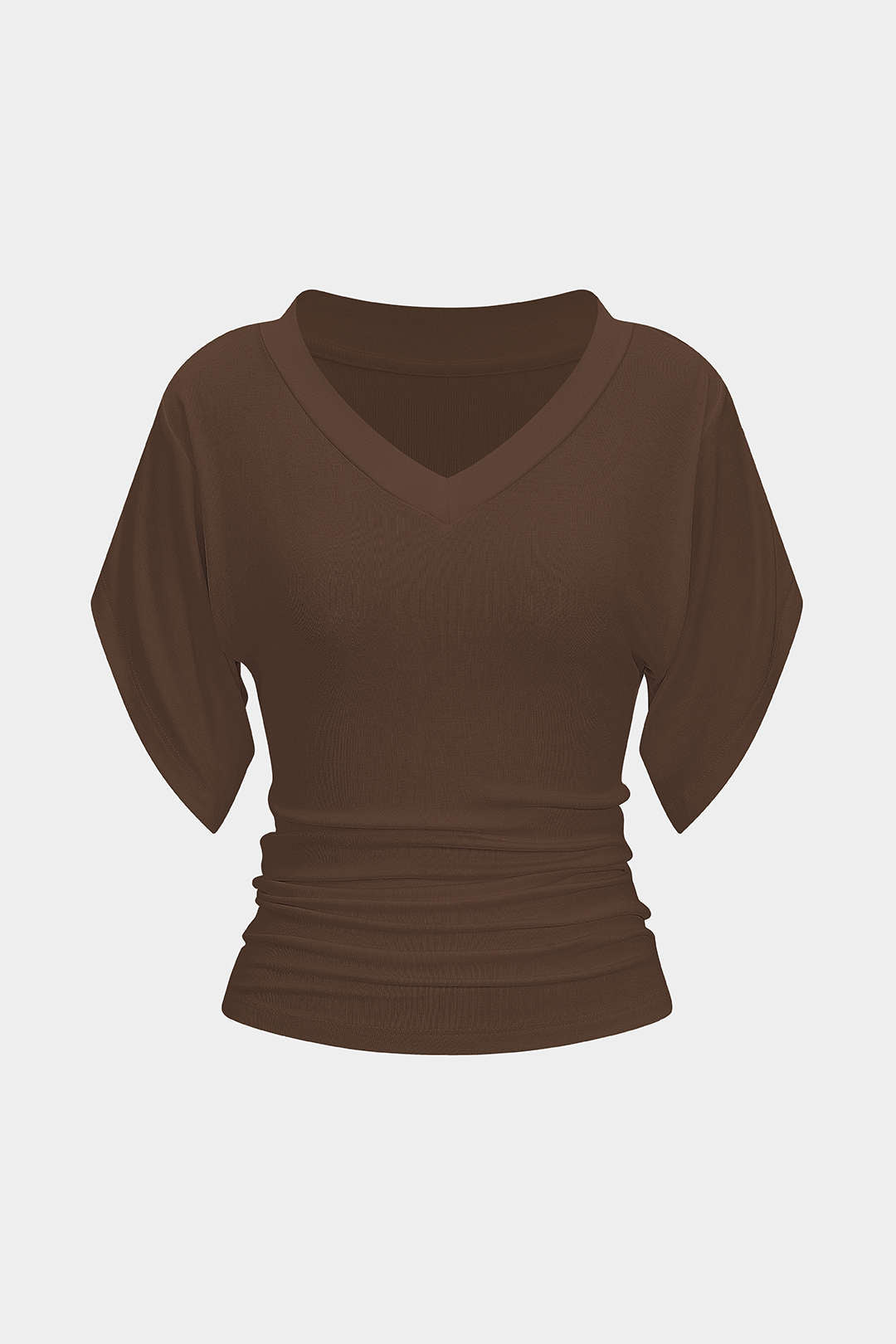 V-Neck Waist-Cinching Ruched T-Shirt