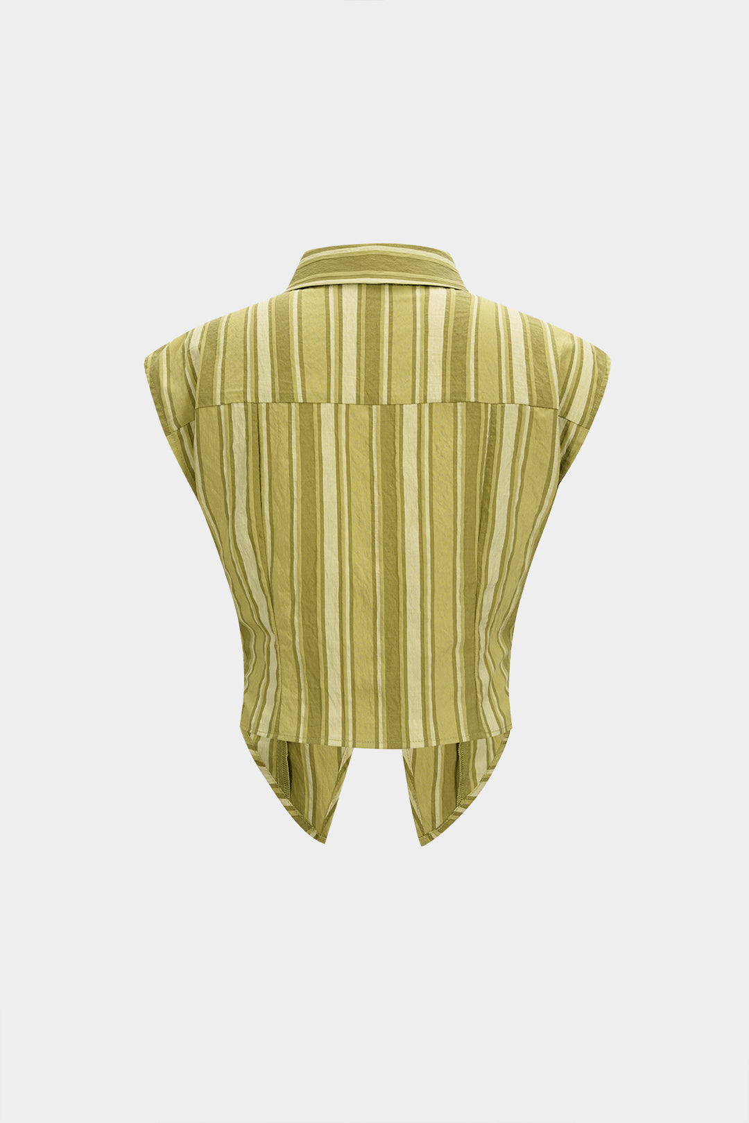 Stripes Print Lapel Cut Out Tank Top