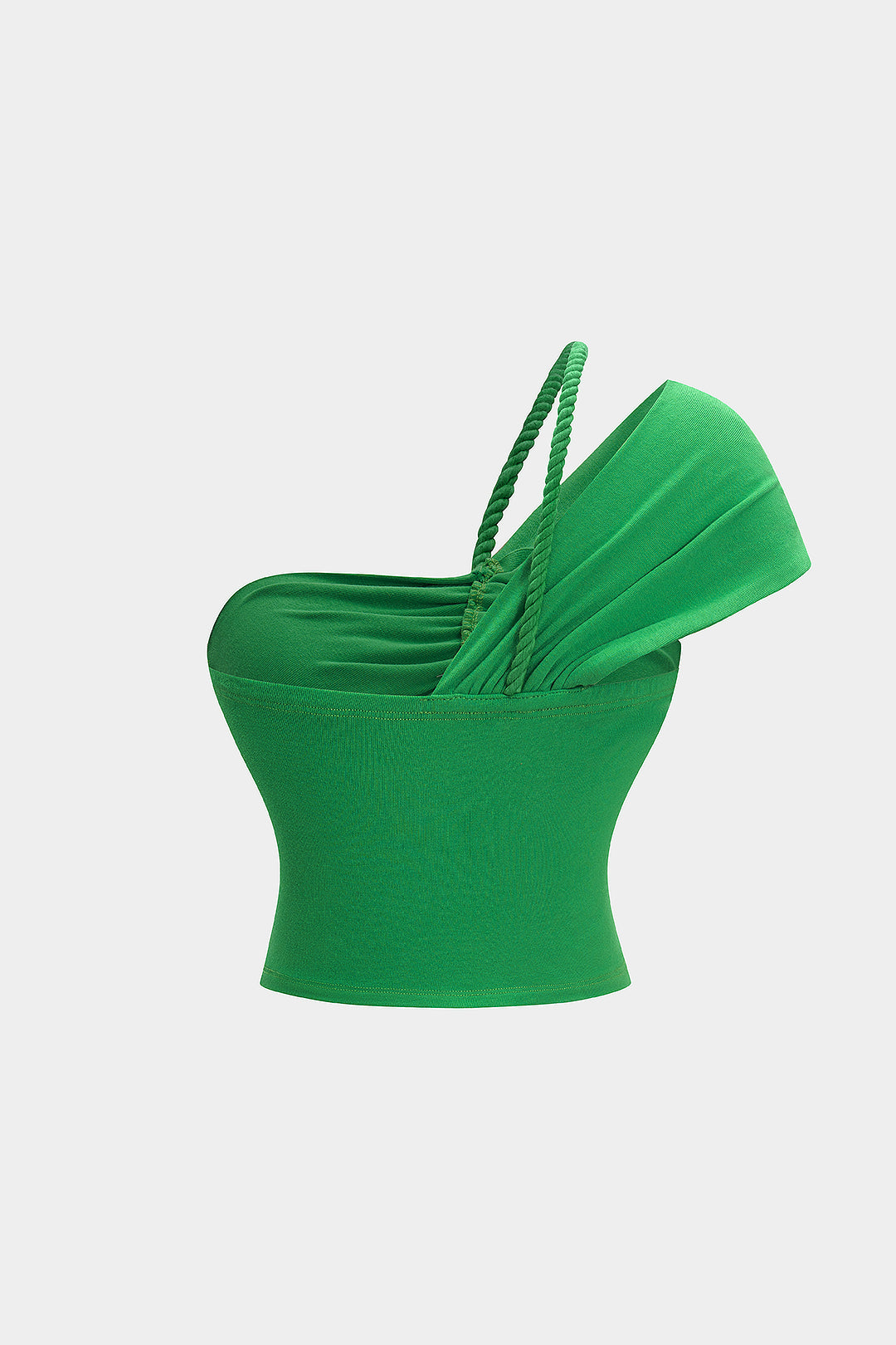 Ruched Braided Asymmetrical Short Sleeve T-Shirt