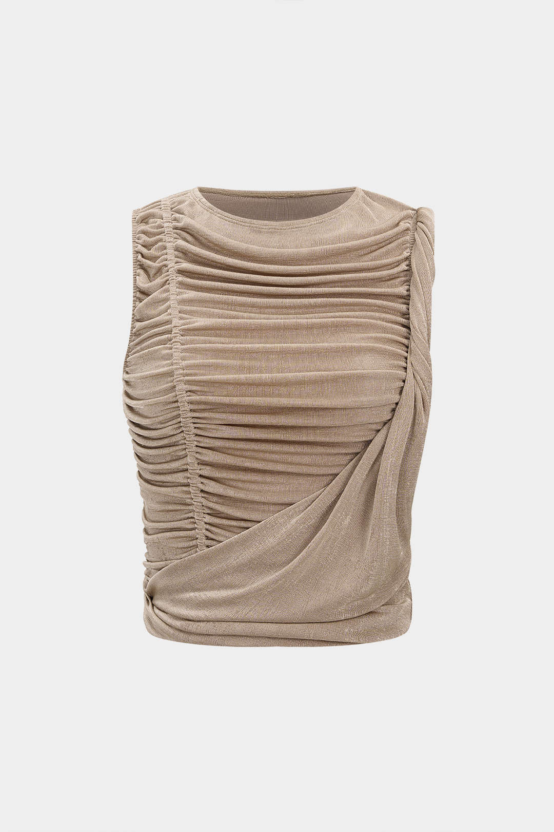 Round Neck Ruched Twist Knot Tank Top