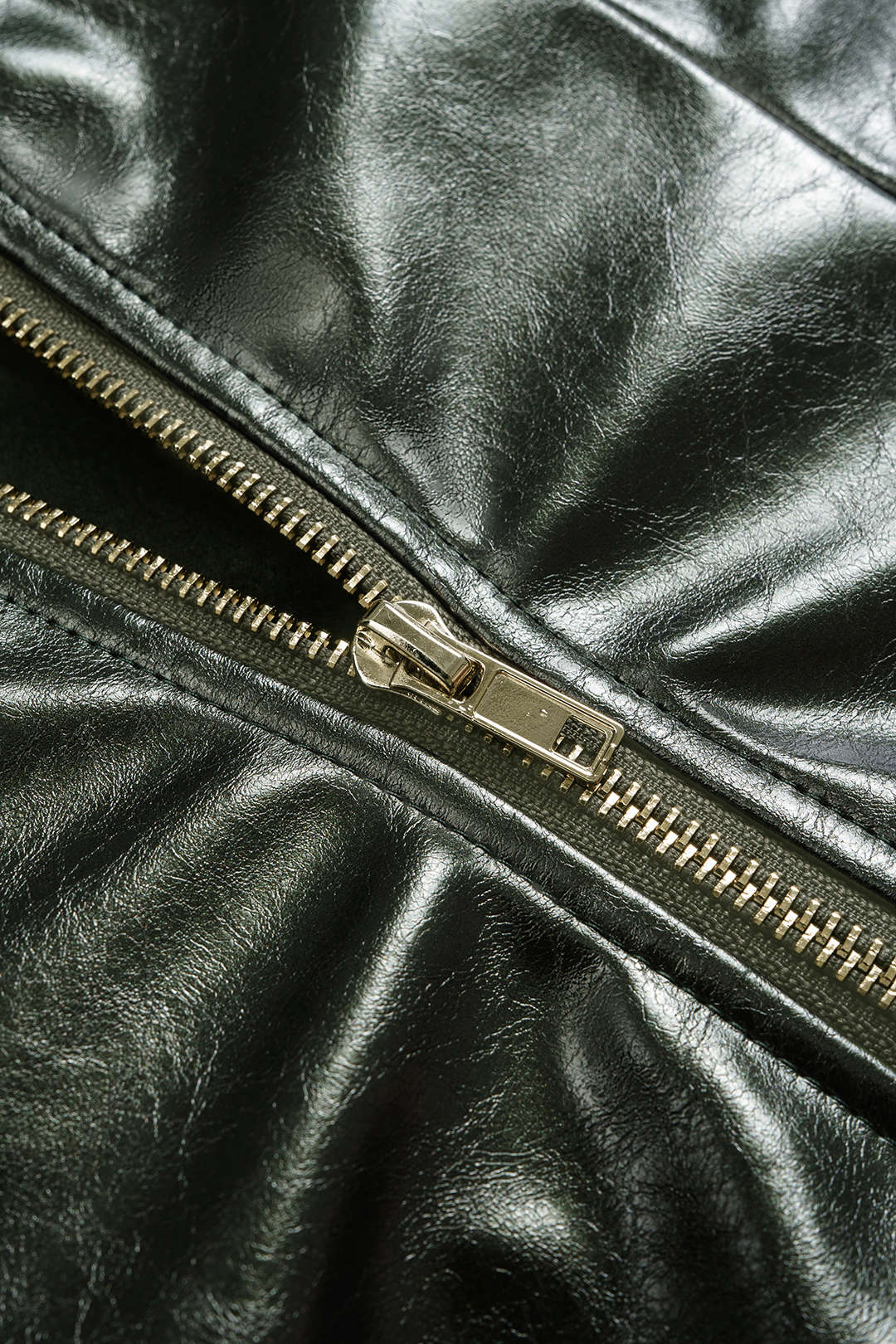 Faux Leather Metallic Chain Ruched Cami Top