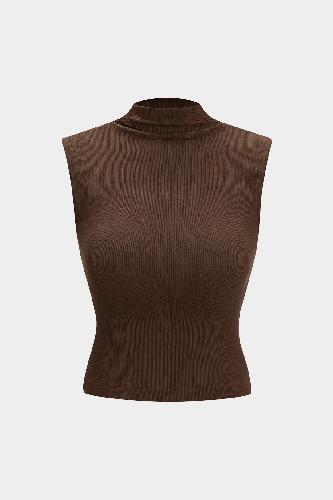 Mock Neck Ribbed Crop Tank Top