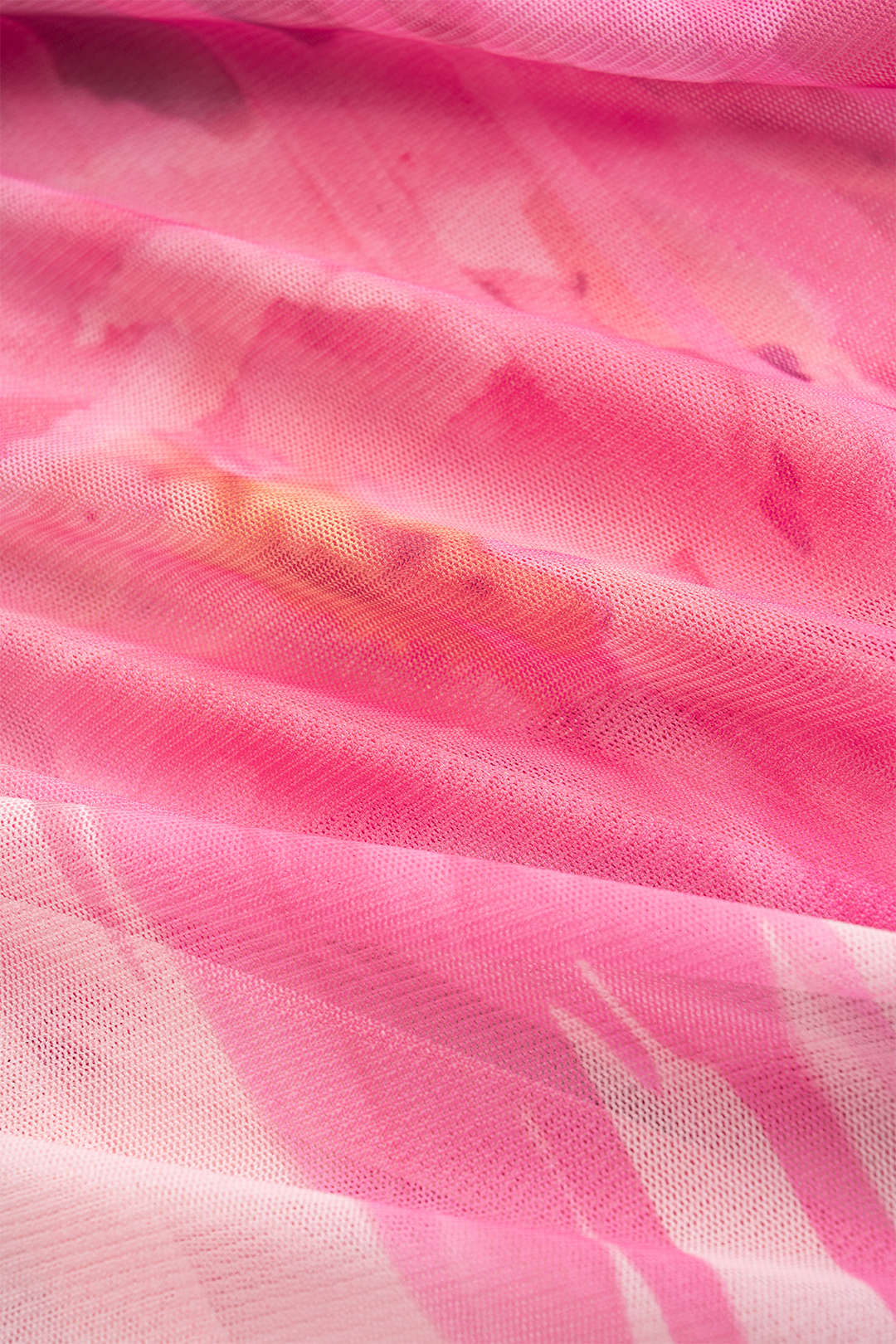 Floral Print Mesh Asymmetrical Ruched Cami Top