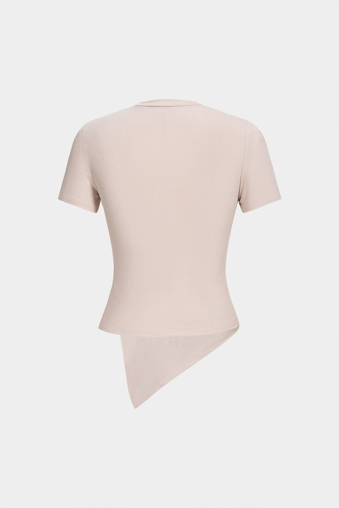Round Neck Asymmetrical Ruched Short Sleeve T-Shirt