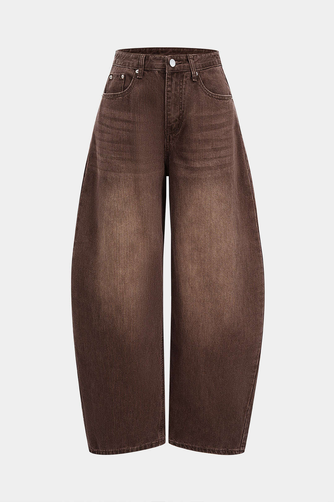 Denim Zipper Barrel Jeans