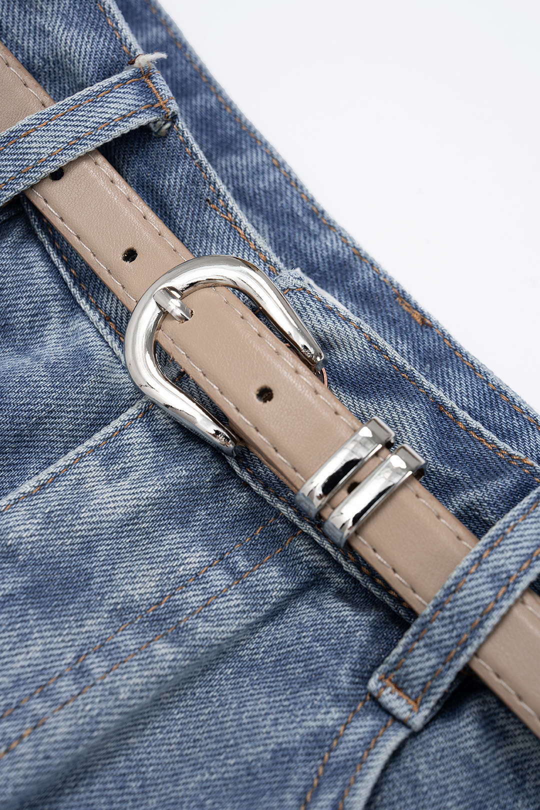 Denim Belted High Waist Shorts