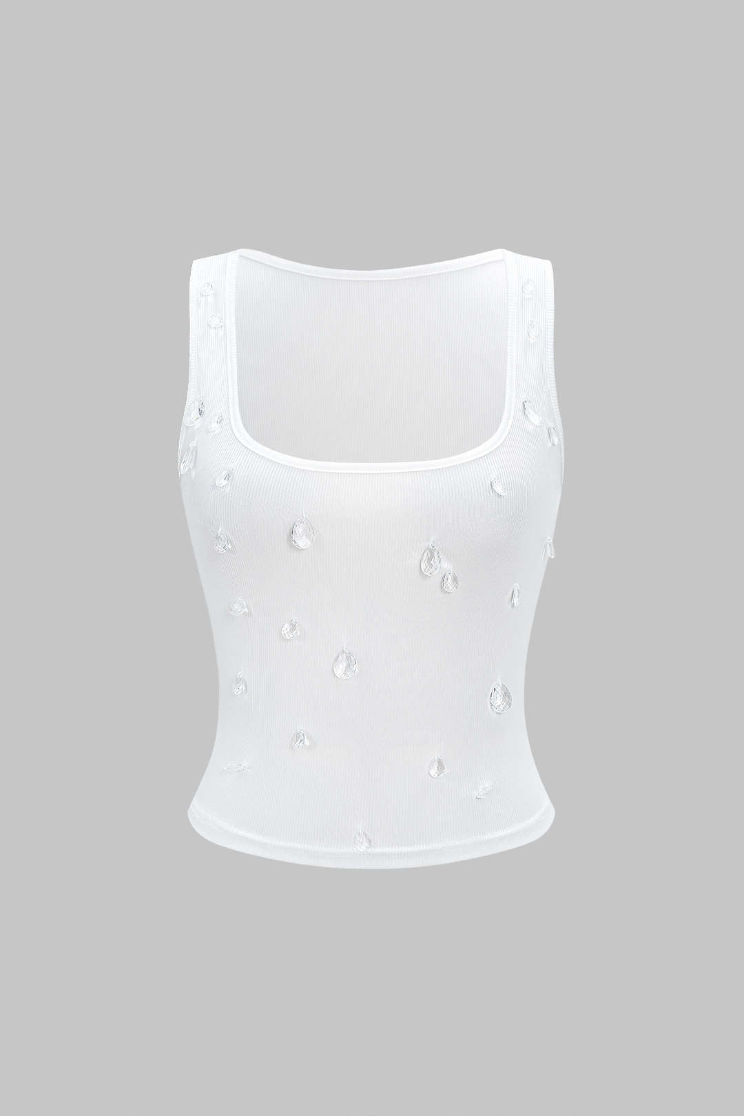 Rhinestone Decor Square Neck Tank Top