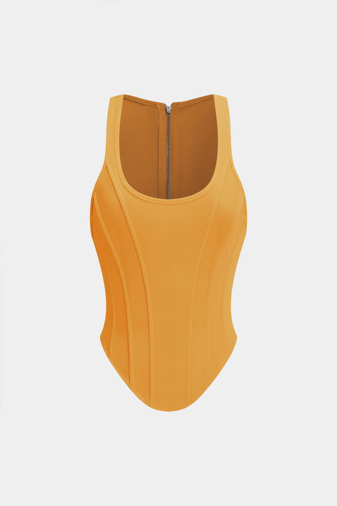 Zipper Tie-Up Corset Waist Tank Top