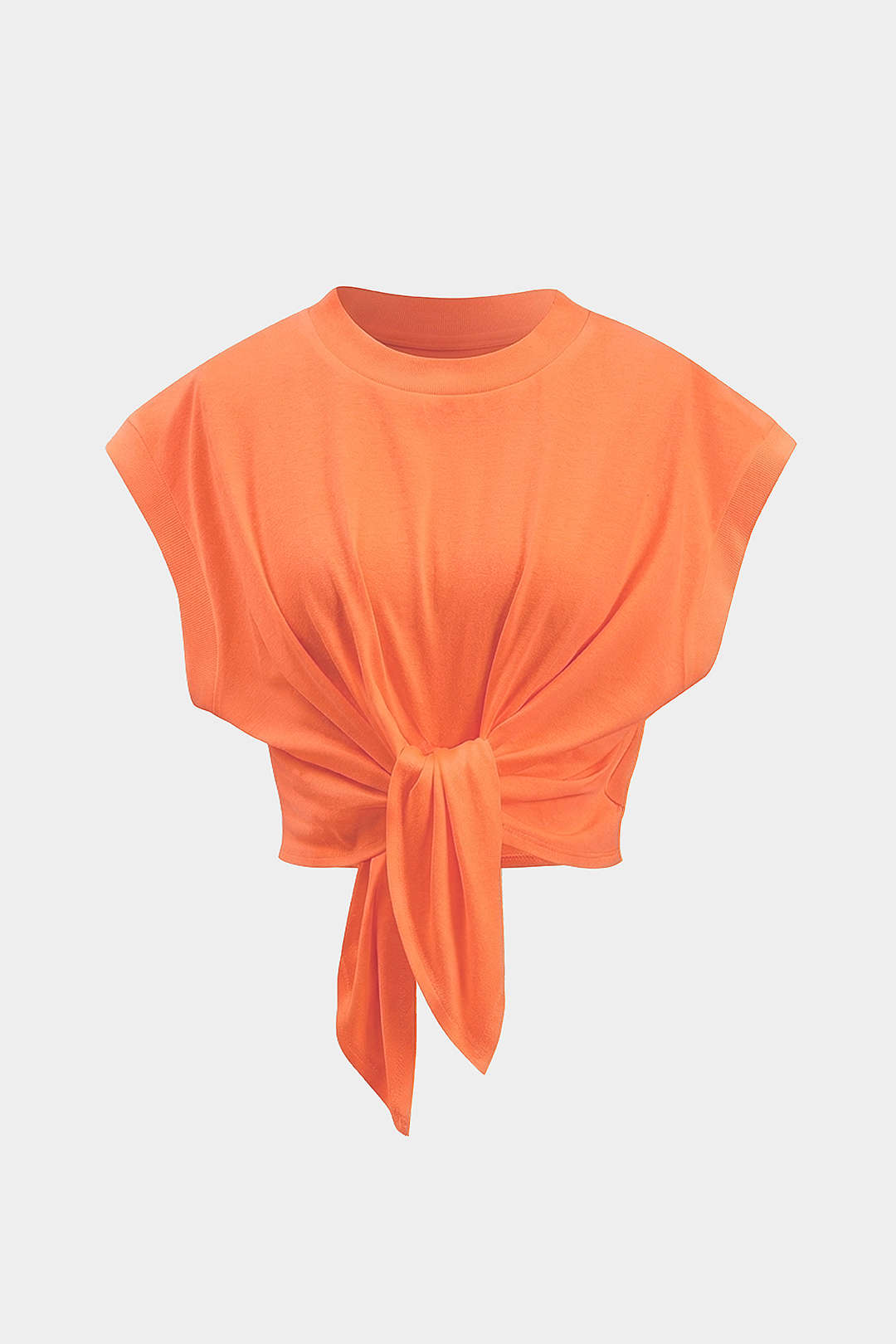 Solid Ruched Tie Front T-Shirt
