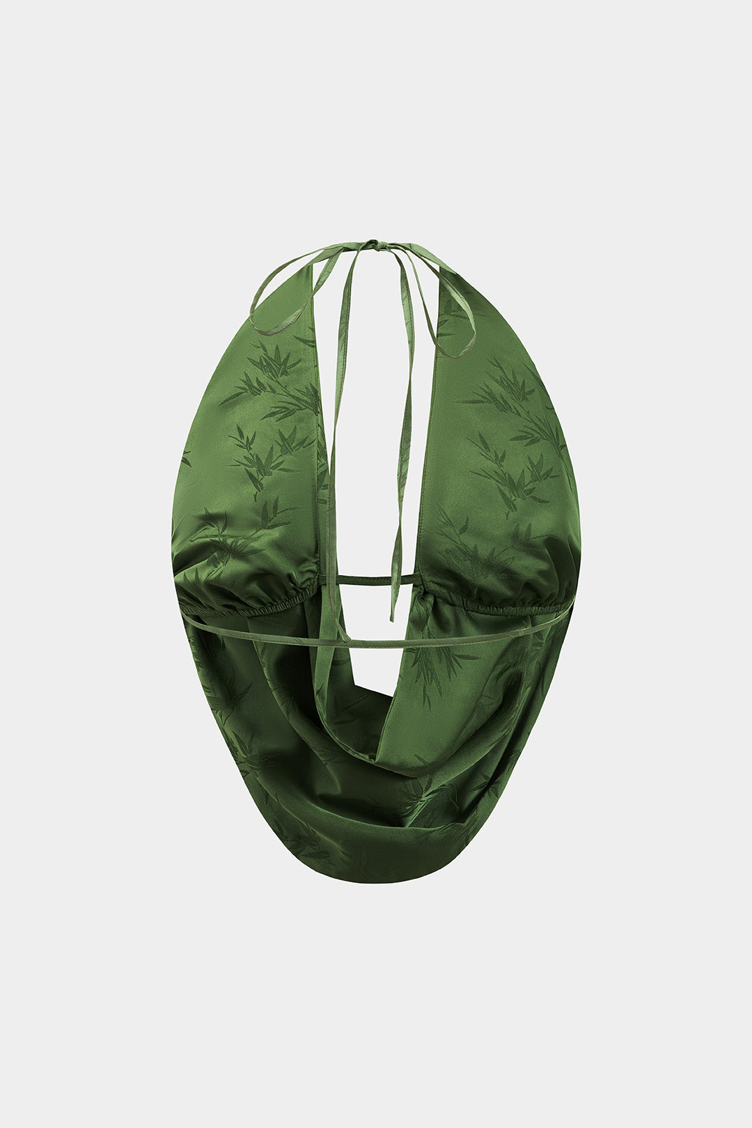 Jacquard Cowl Neck Halter Backless Tie-Up Cami Top