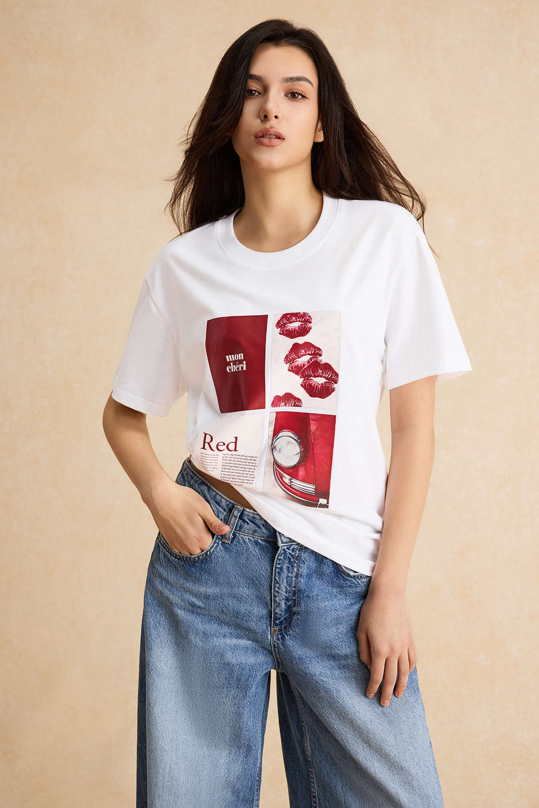 Letter Print Round Neck Short Sleeve T-Shirt