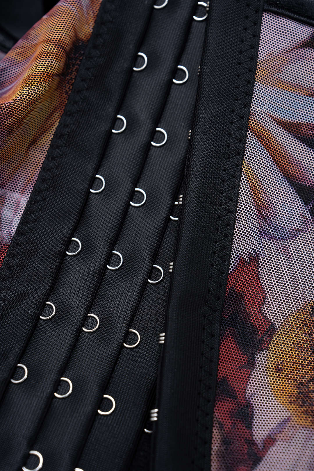 Flral Print Mesh Corset Cami Top