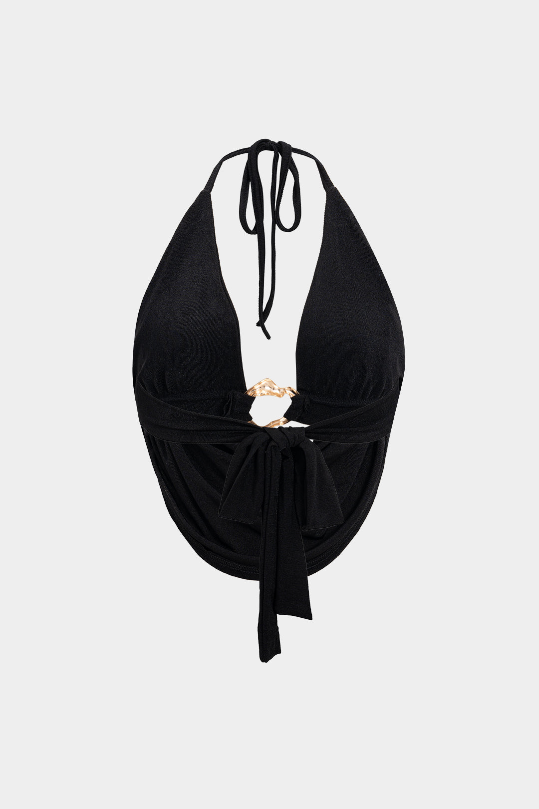 Metallic Decor Cowl Neck Halter Tie-Up Cami Top