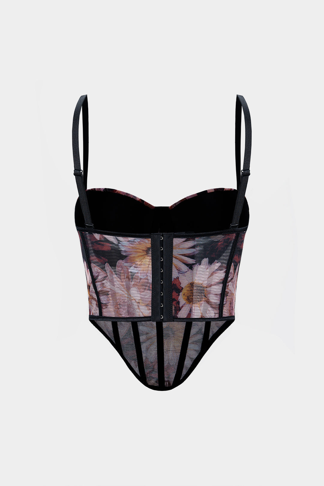 Flral Print Mesh Corset Cami Top