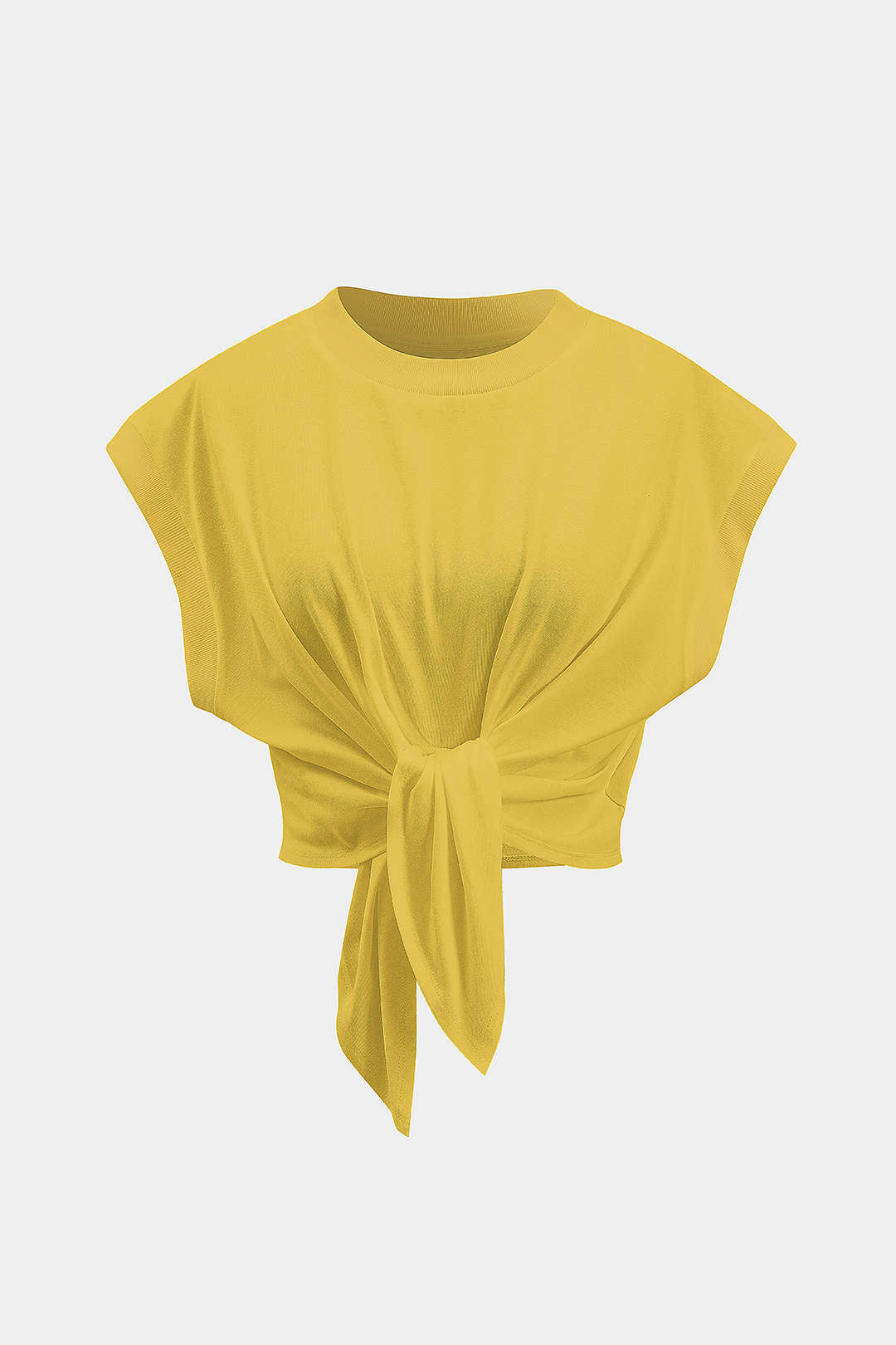 Solid Ruched Tie Front T-Shirt