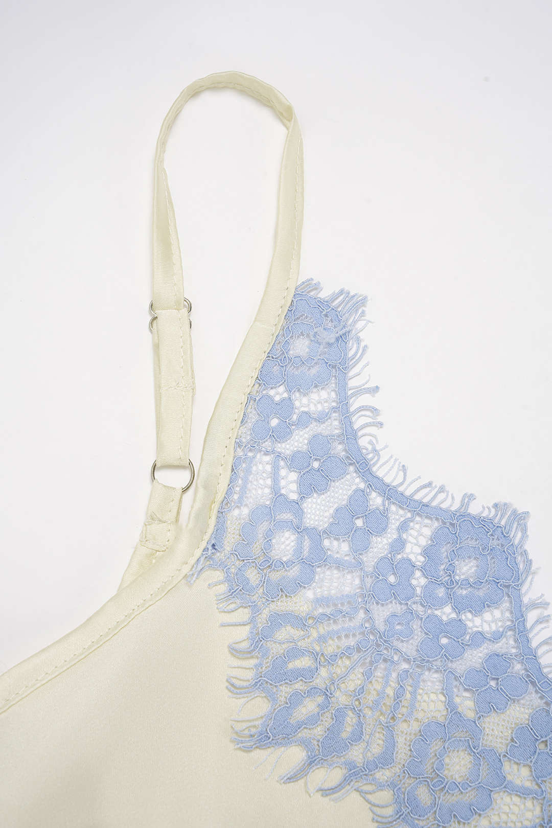 Satin Patchwork Lace Trim V-Neck Cami Top