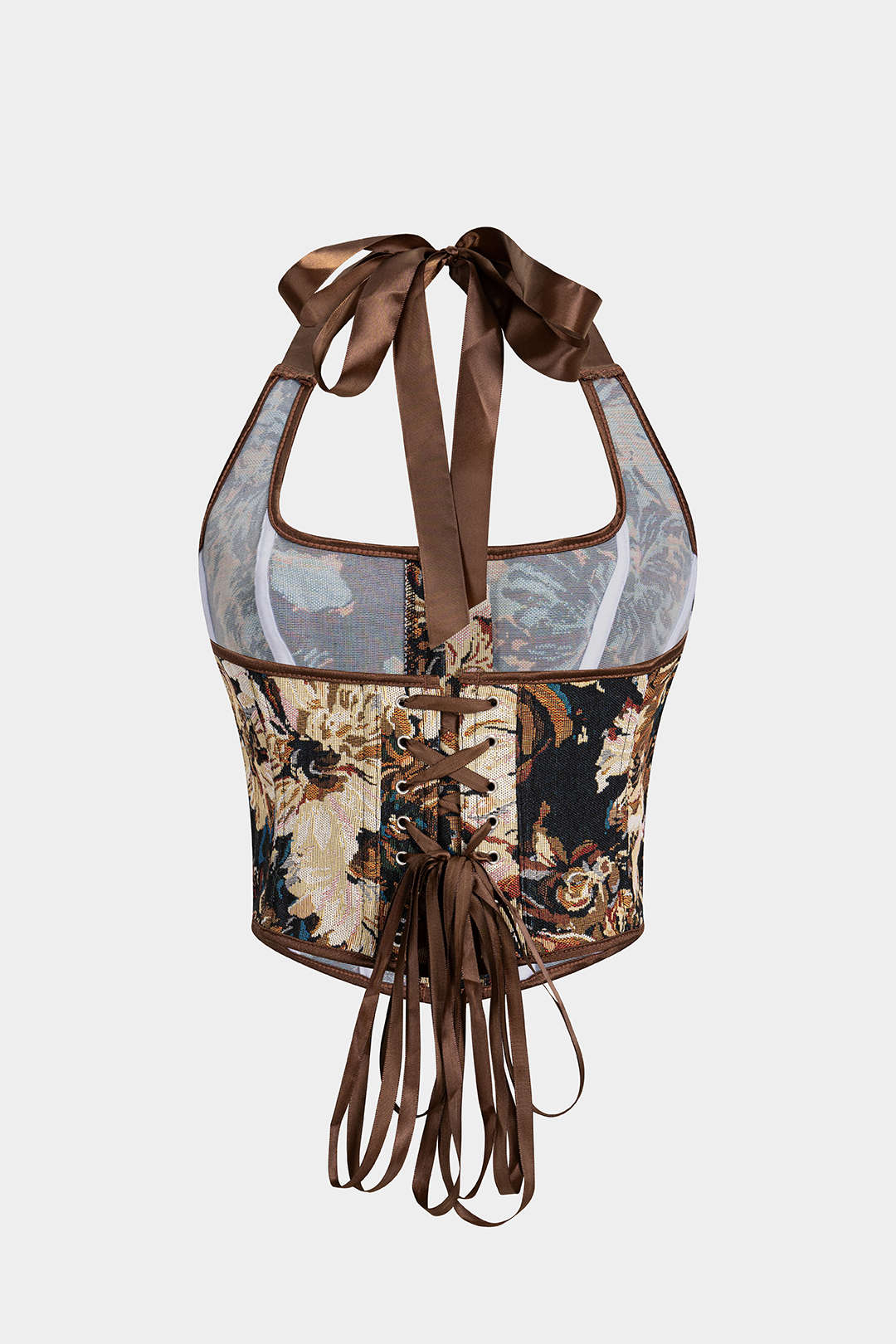 Jacquard Halter Tie Back Backless Cami Top