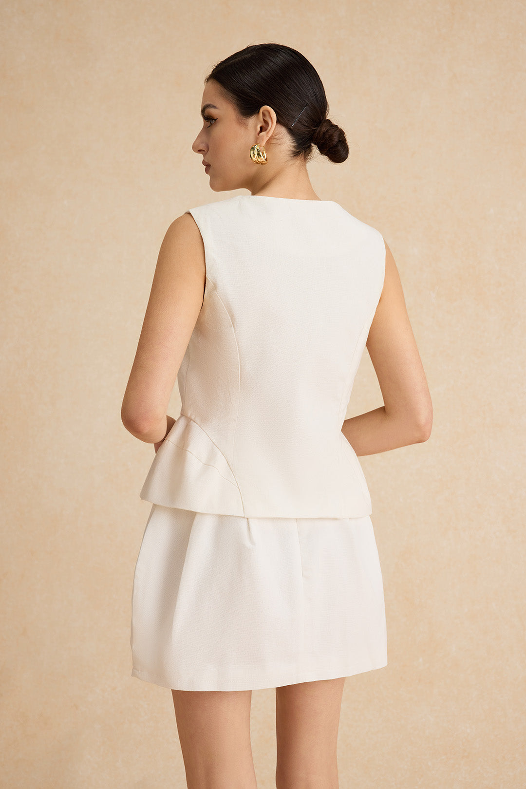 Linen Metallic Button Tank Top