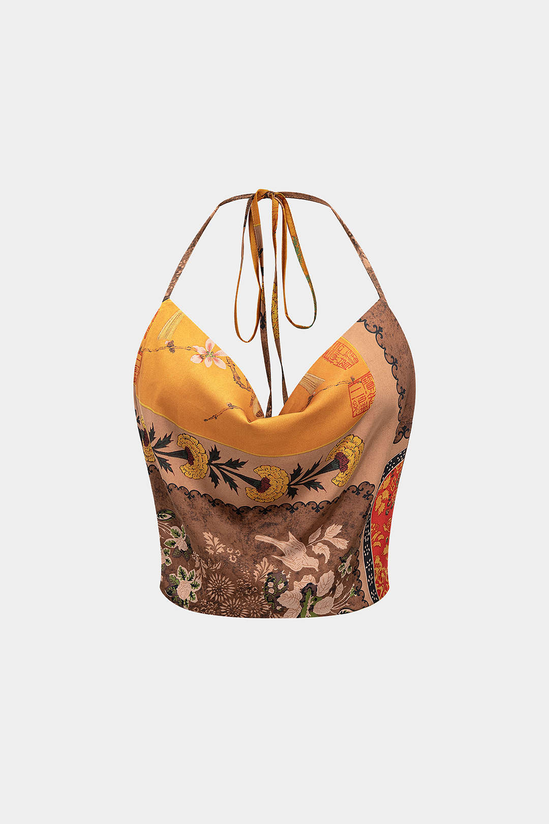 Floral Print Halter Neck Backless Cami Top