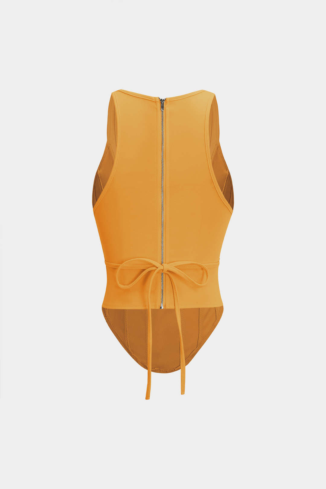Zipper Tie-Up Corset Waist Tank Top