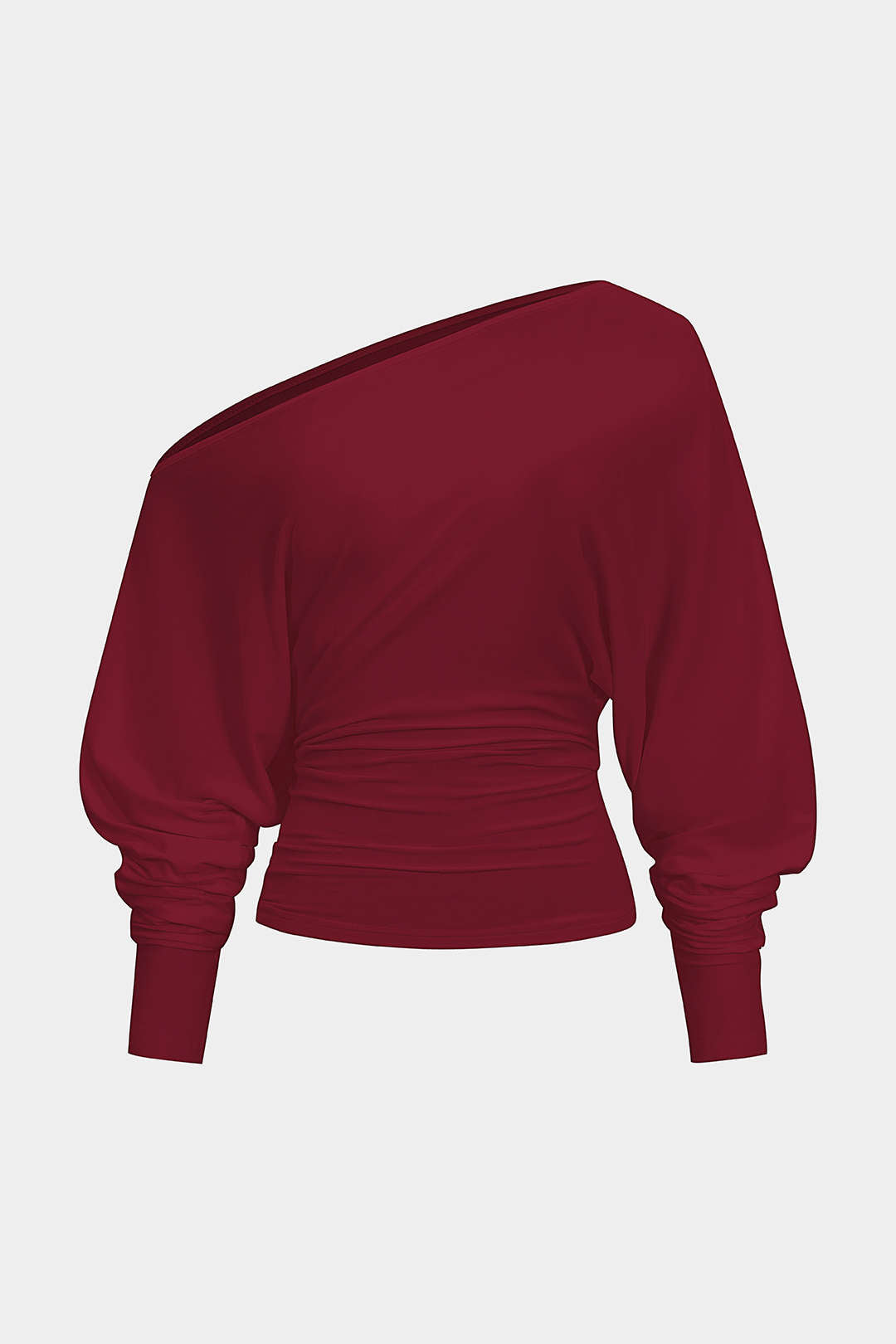 Cut Out One Shoulder Ruched Long Sleeve T-Shirt