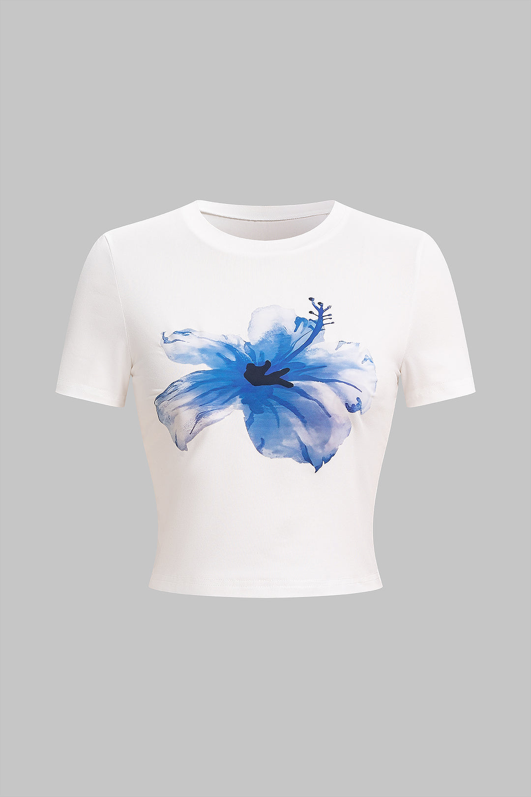 Floral Print Round Neck Short Sleeve T-Shirt