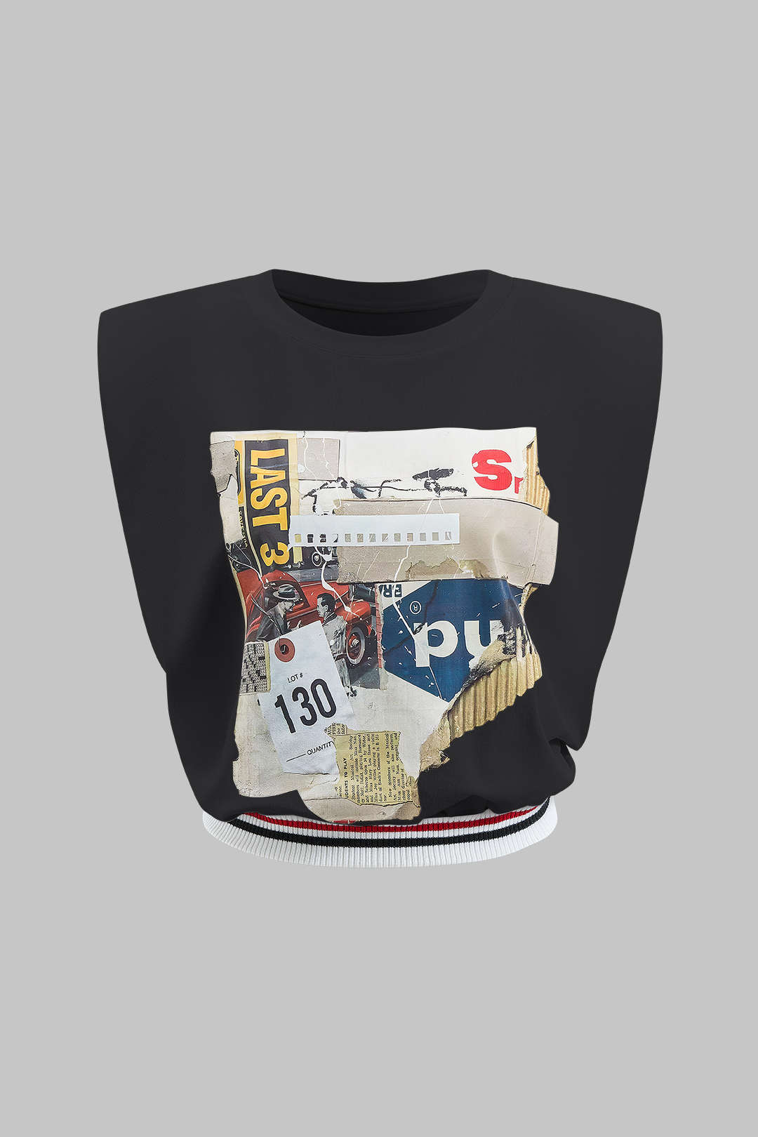 Car Letter Digital Pattern Print Loose Sleeveless T-Shirt