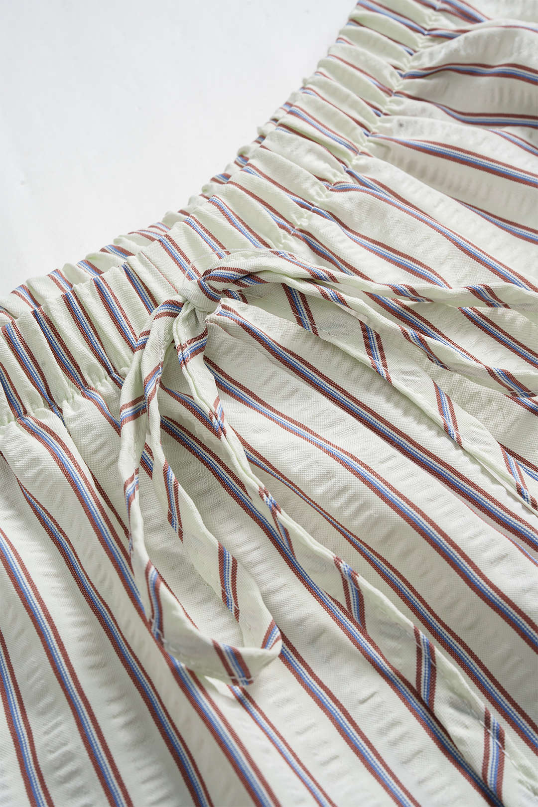 Stripes Print Drawstring Straight Leg Trousers