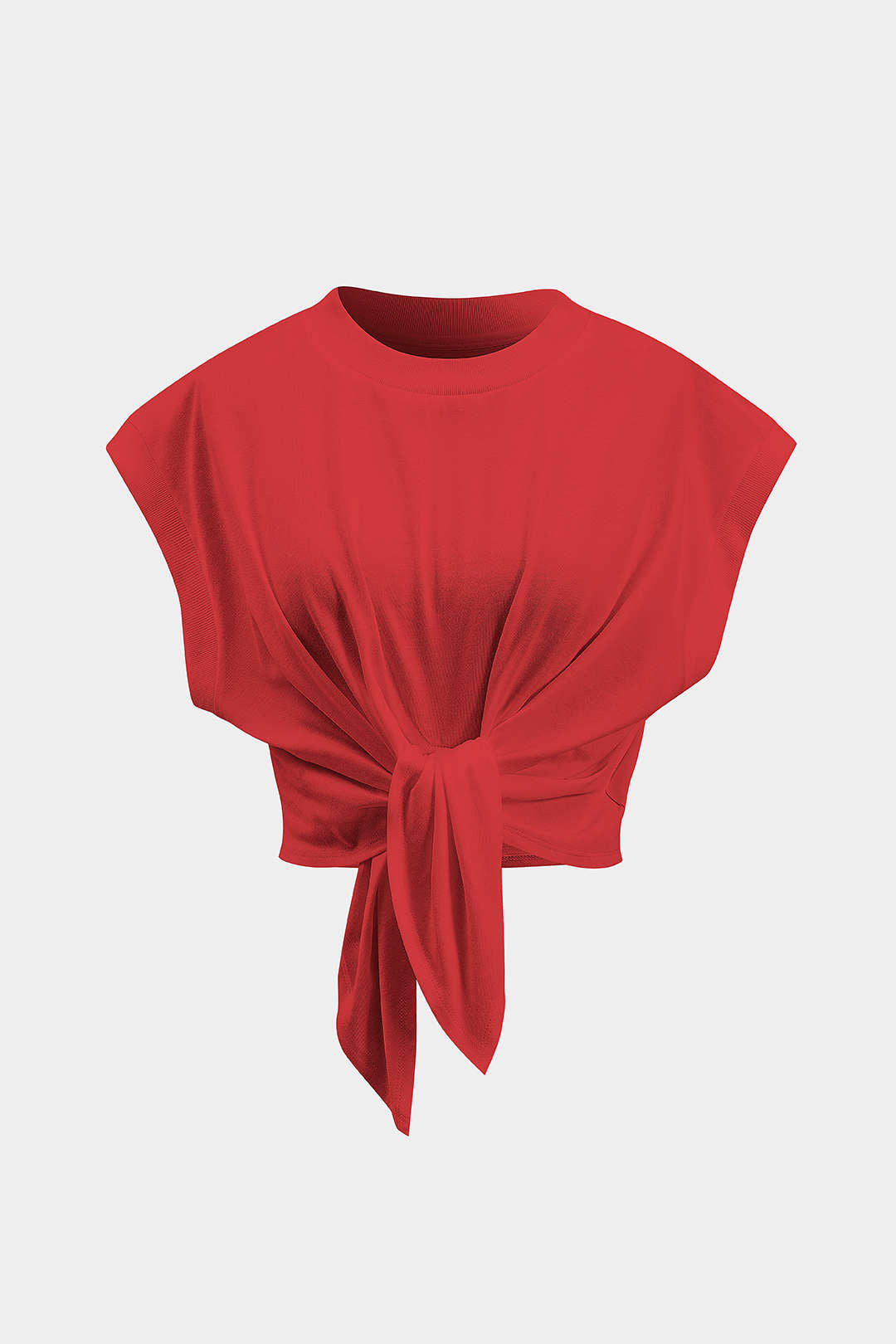 Solid Ruched Tie Front T-Shirt