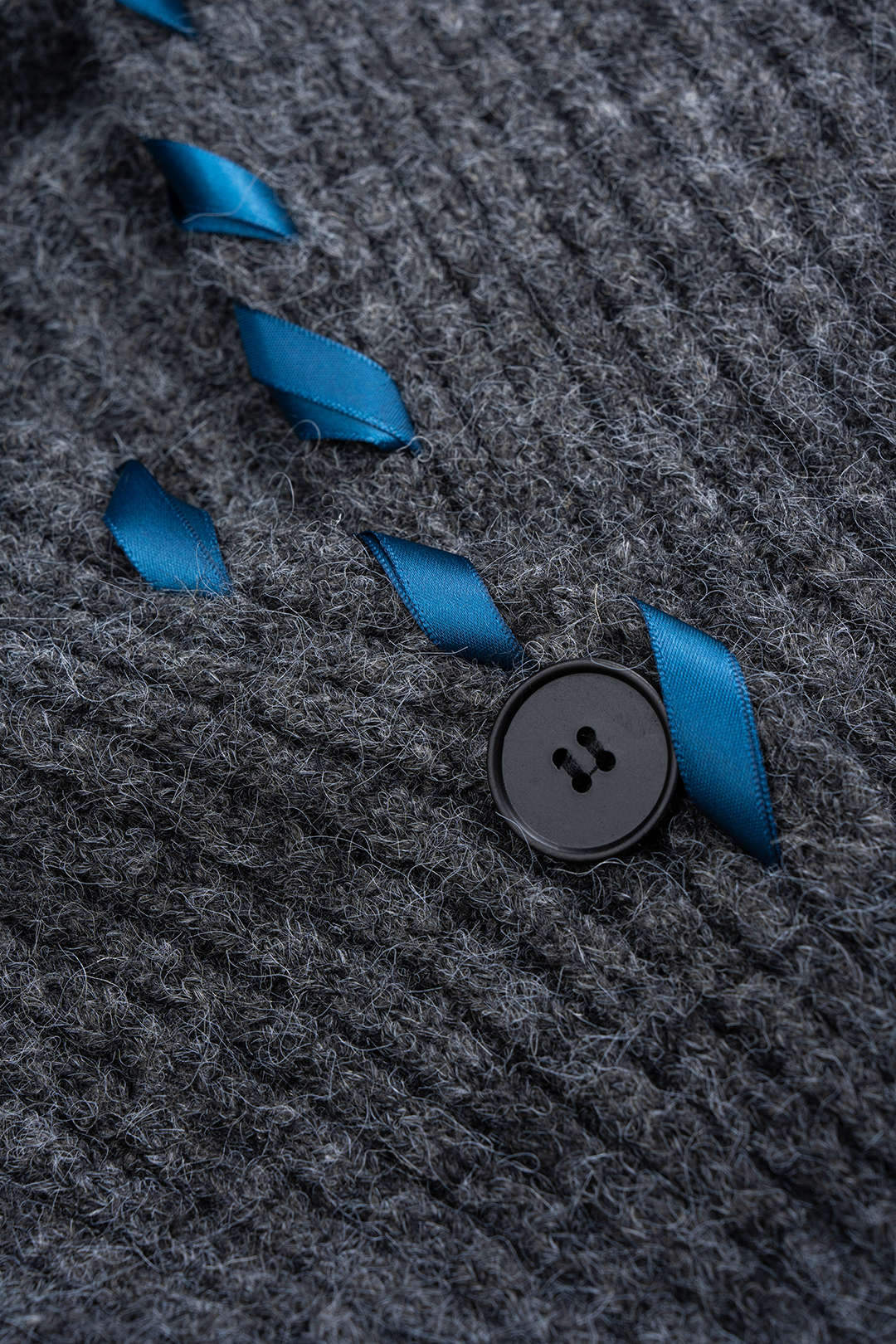 Knit Drawstring Ribbed Cardigan