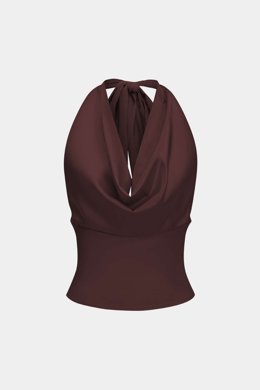 Satin Halter Neck Tie-Up Backless Cowl Neck Tank Top