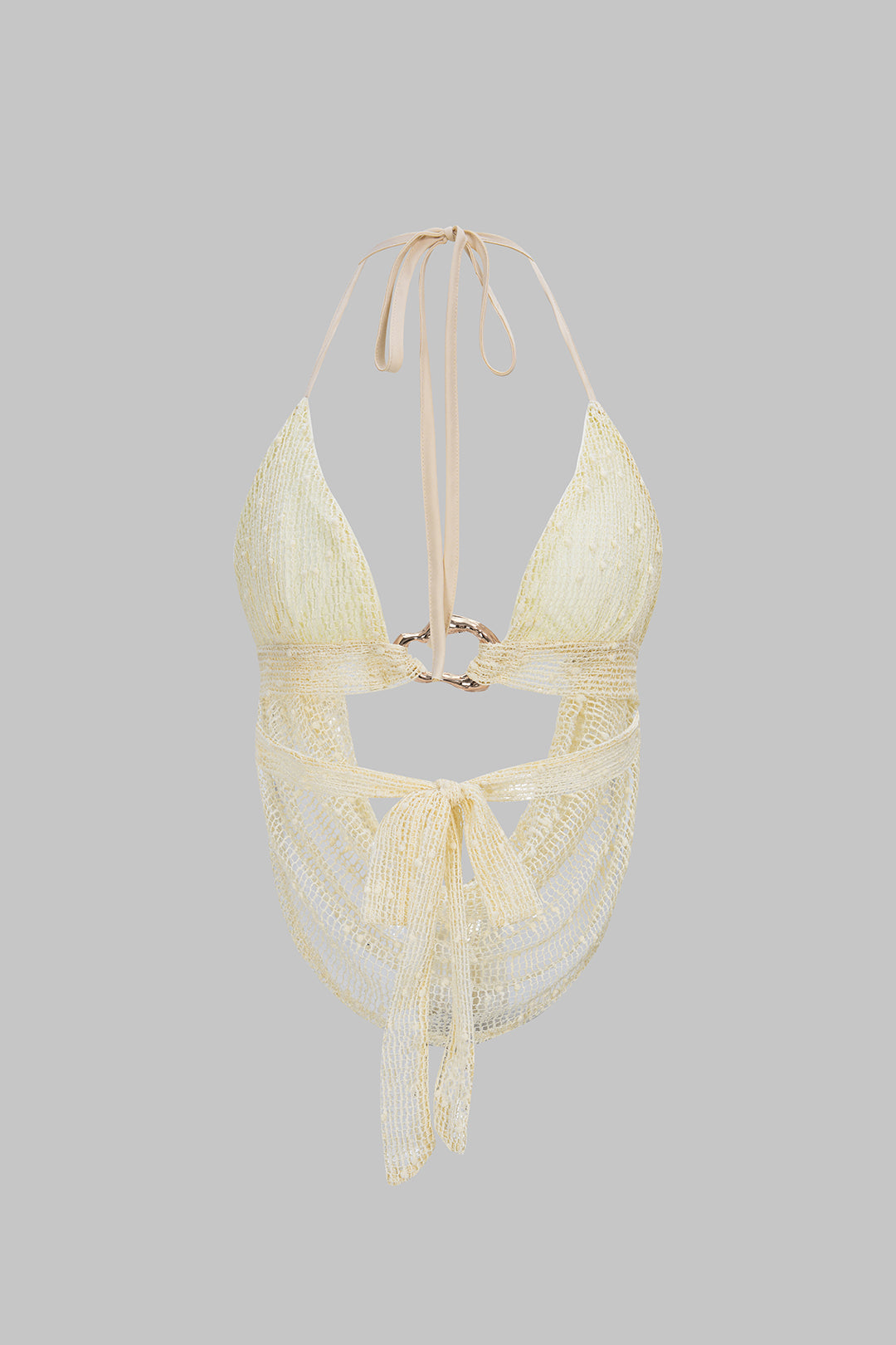 Halter Neck Tie Back Backless Hollow Out Cami Top