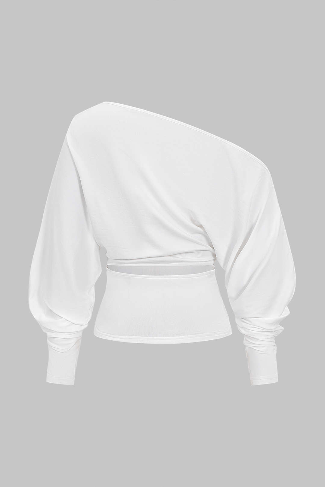 Cut Out One Shoulder Ruched Long Sleeve T-Shirt
