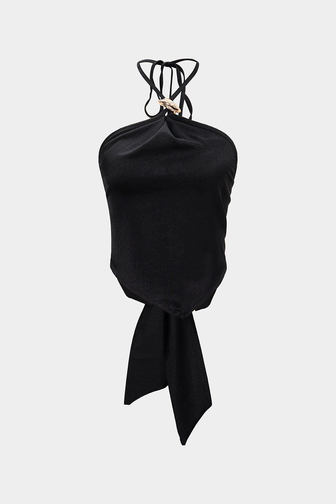 Satin Halter Tie Back Backless Cami Top